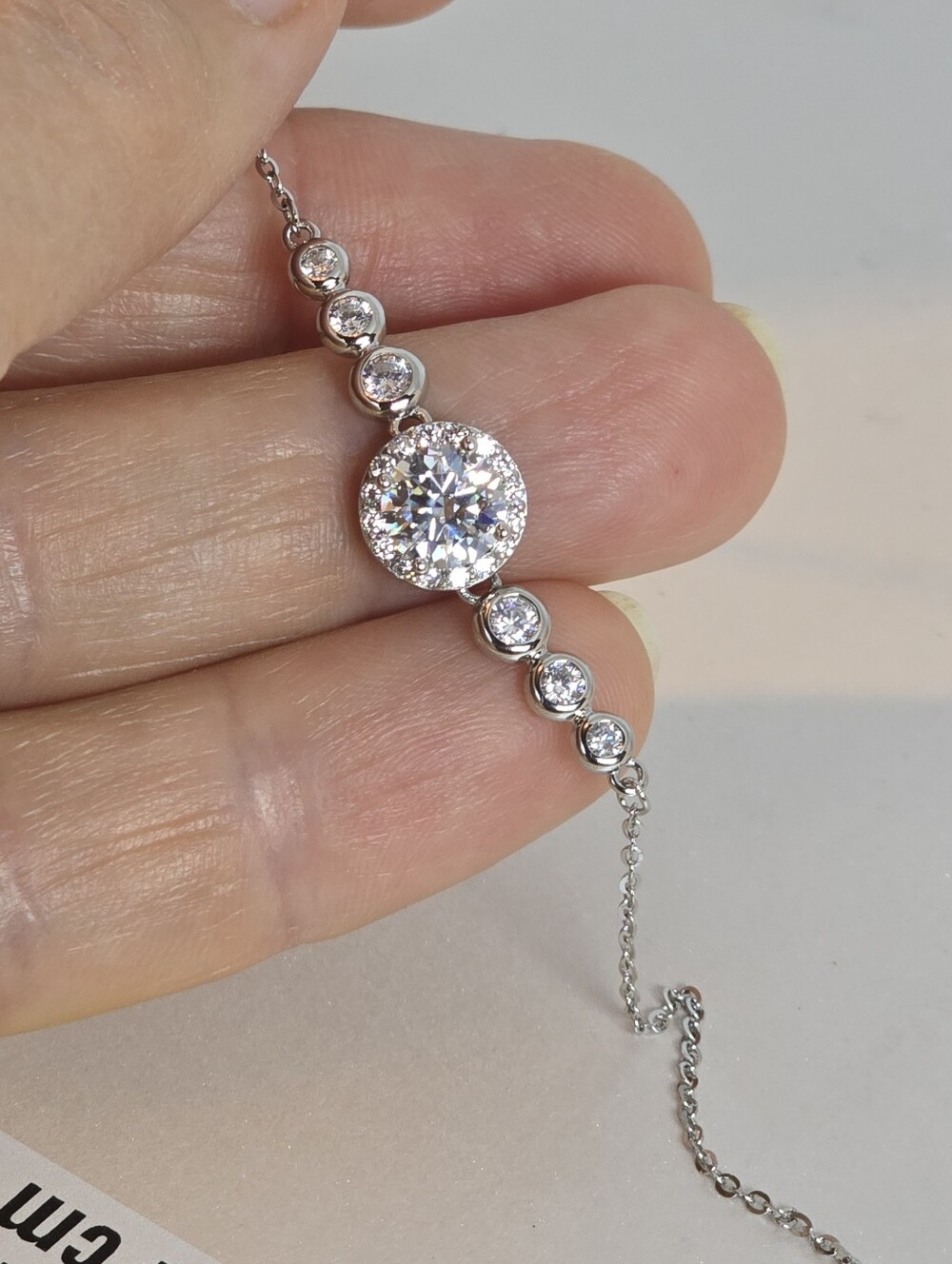 925 Sterling Silver Bracelet 7" With Real Moissanite Gemstones